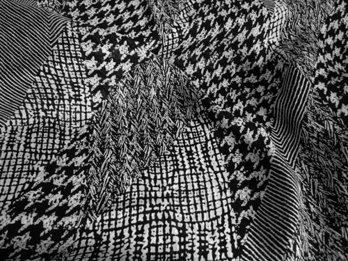 svartvit klassiska mönster viskos chiffong tyg
